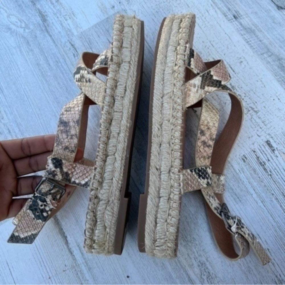 Madewell Snake Print Espadrille Platform Sandals - Beige/Tan/Black - Picture 6 of 13